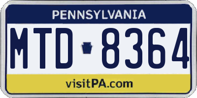 PA license plate MTD8364