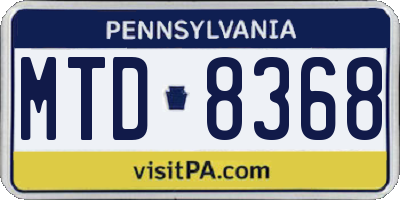 PA license plate MTD8368