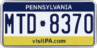 PA license plate MTD8370
