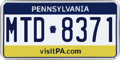 PA license plate MTD8371