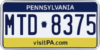 PA license plate MTD8375