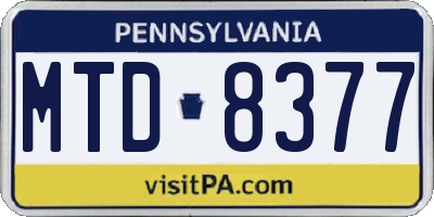 PA license plate MTD8377