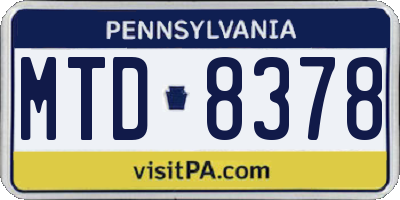PA license plate MTD8378