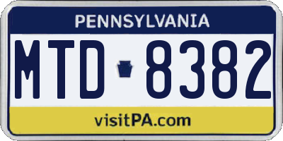 PA license plate MTD8382
