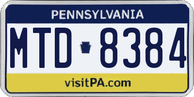 PA license plate MTD8384