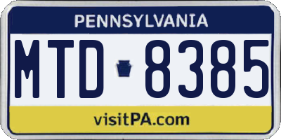 PA license plate MTD8385