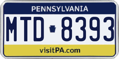 PA license plate MTD8393
