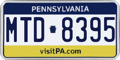 PA license plate MTD8395