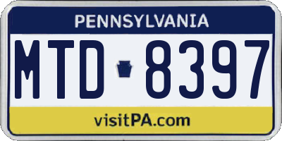 PA license plate MTD8397