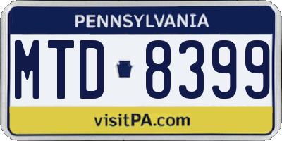 PA license plate MTD8399