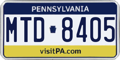 PA license plate MTD8405