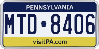 PA license plate MTD8406