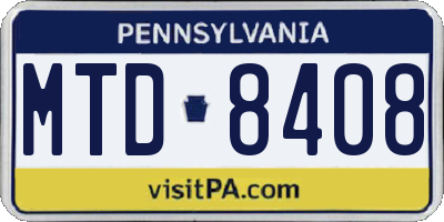 PA license plate MTD8408