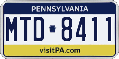 PA license plate MTD8411