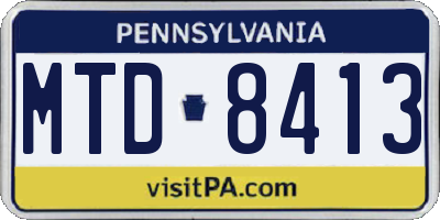 PA license plate MTD8413