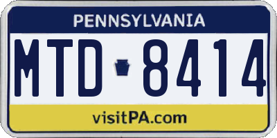 PA license plate MTD8414