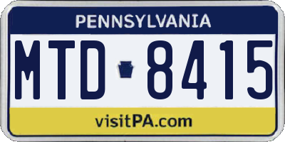 PA license plate MTD8415