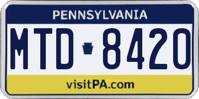 PA license plate MTD8420