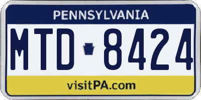 PA license plate MTD8424