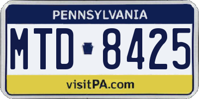 PA license plate MTD8425