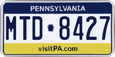 PA license plate MTD8427