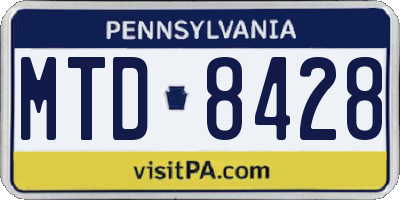 PA license plate MTD8428