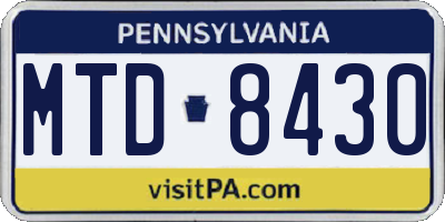 PA license plate MTD8430