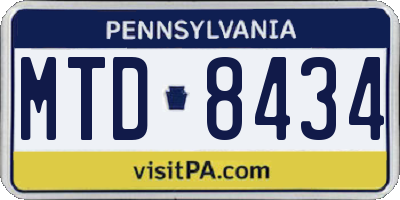 PA license plate MTD8434