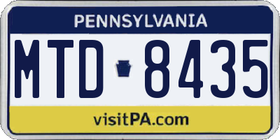 PA license plate MTD8435