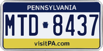 PA license plate MTD8437