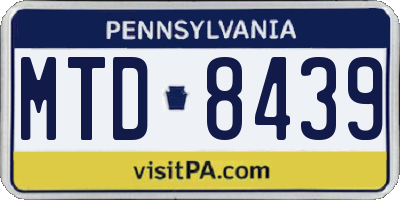 PA license plate MTD8439