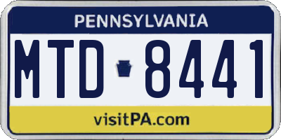 PA license plate MTD8441