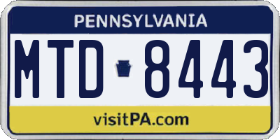 PA license plate MTD8443
