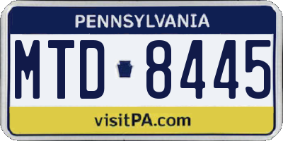 PA license plate MTD8445