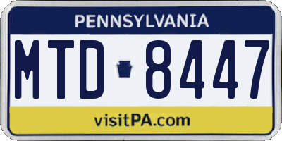PA license plate MTD8447
