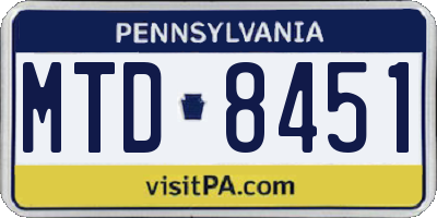 PA license plate MTD8451