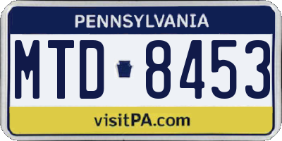 PA license plate MTD8453