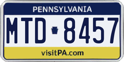 PA license plate MTD8457