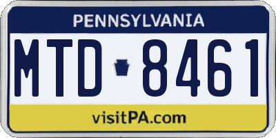 PA license plate MTD8461