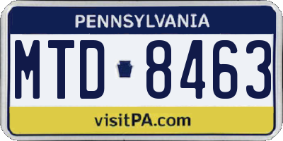 PA license plate MTD8463