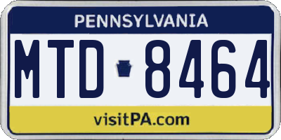 PA license plate MTD8464