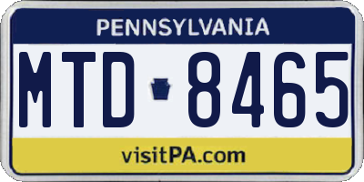 PA license plate MTD8465