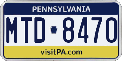 PA license plate MTD8470