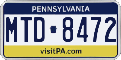 PA license plate MTD8472