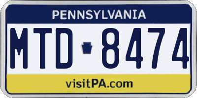PA license plate MTD8474