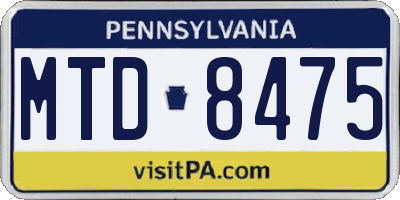 PA license plate MTD8475