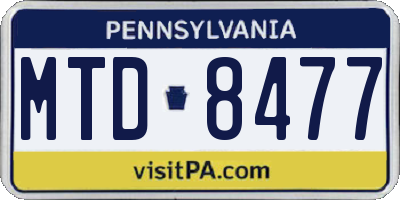 PA license plate MTD8477