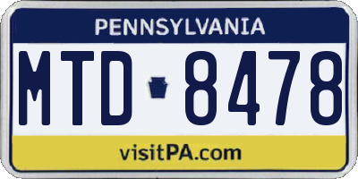 PA license plate MTD8478