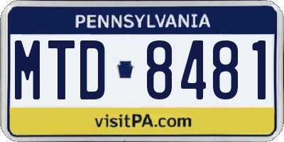 PA license plate MTD8481