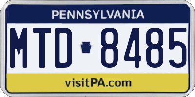 PA license plate MTD8485